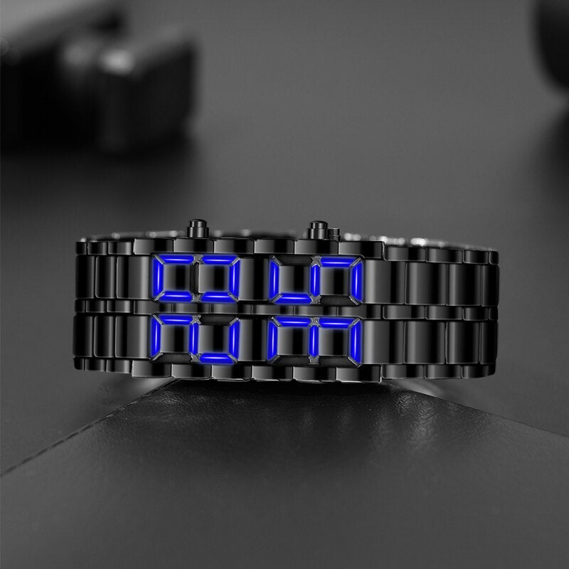 Montre-bracelet numérique avec lumière led-BLEUE